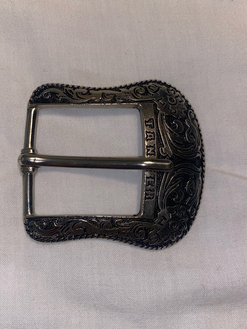 Western Style Silver Belt Buckle - 'PANTHER' Engraving